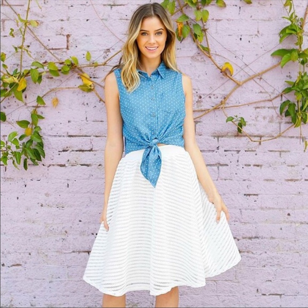 White Mesh Midi Skirt